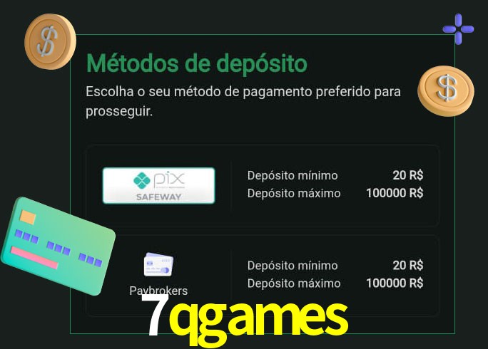O cassino 7qgames oferece uma grande variedade de métodos de pagamento